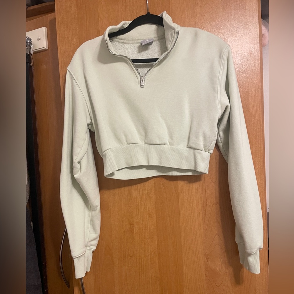TNA Cropped Half-Zip Pullover in Mint